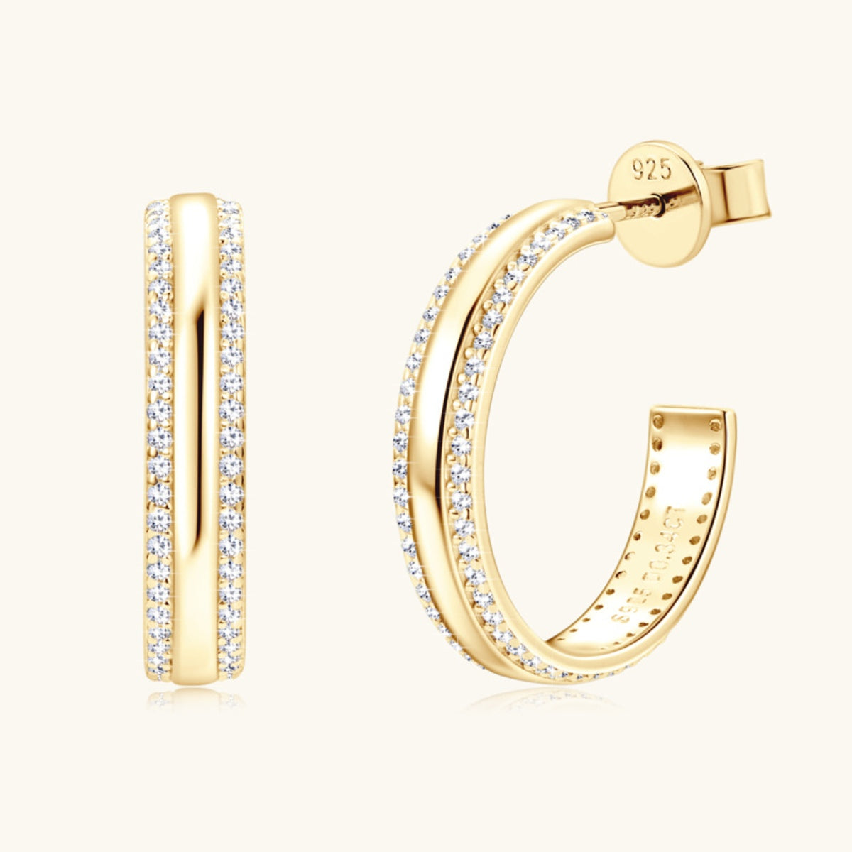 Pure Sterling Silver Inlaid Sparkala™ C-Hoop Earrings