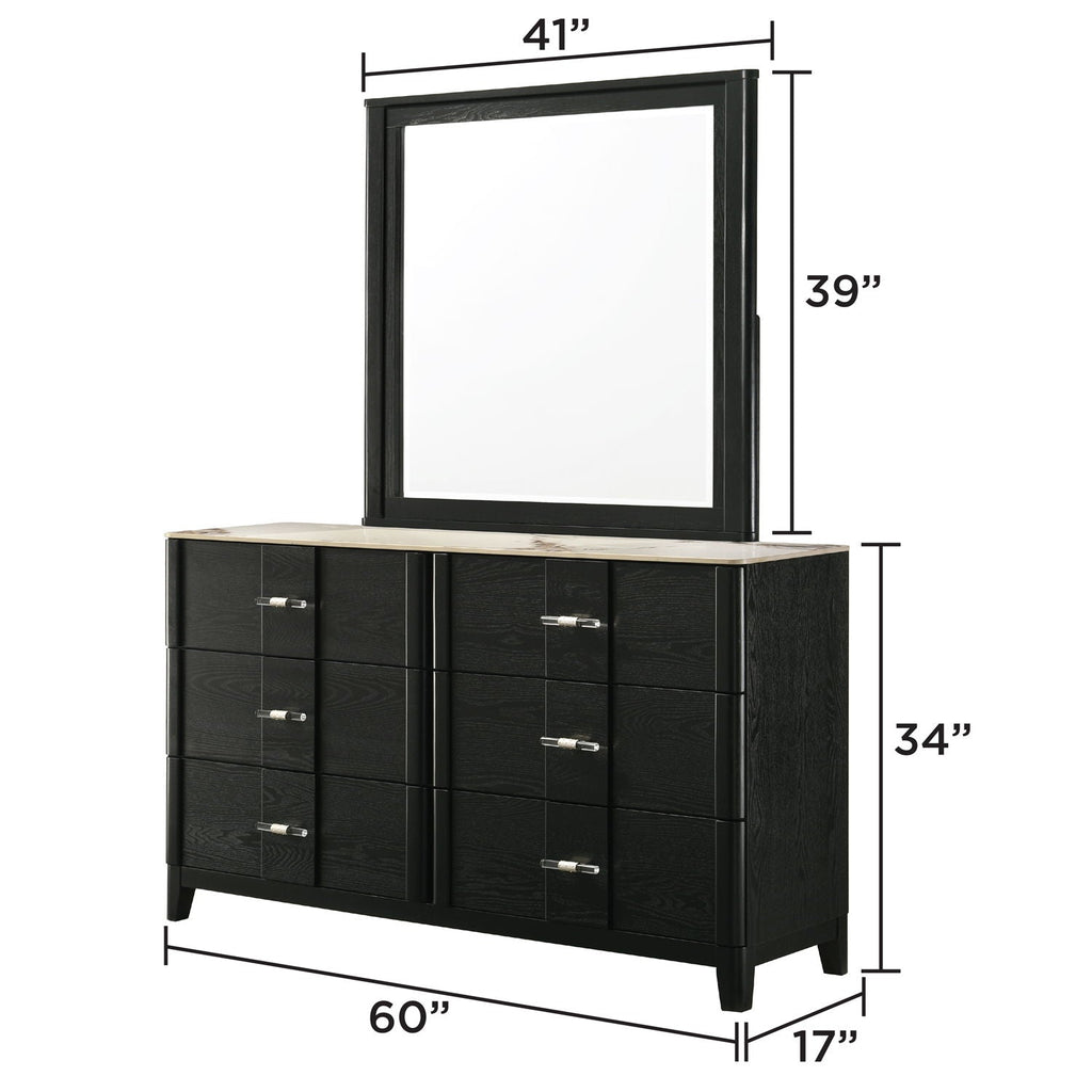 Opel - 6 Drawer Dresser - Black