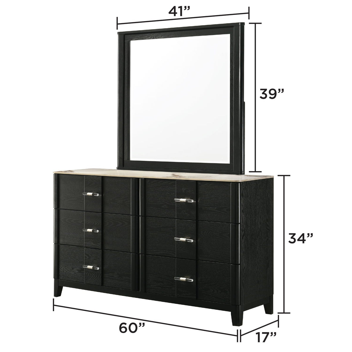 Opel - 6 Drawer Dresser - Black