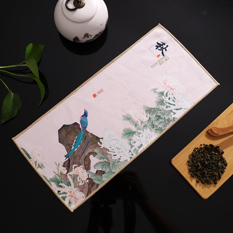 Deerskin Chinese Velvet Painted Zen Absorbent Tea Towel Cloth