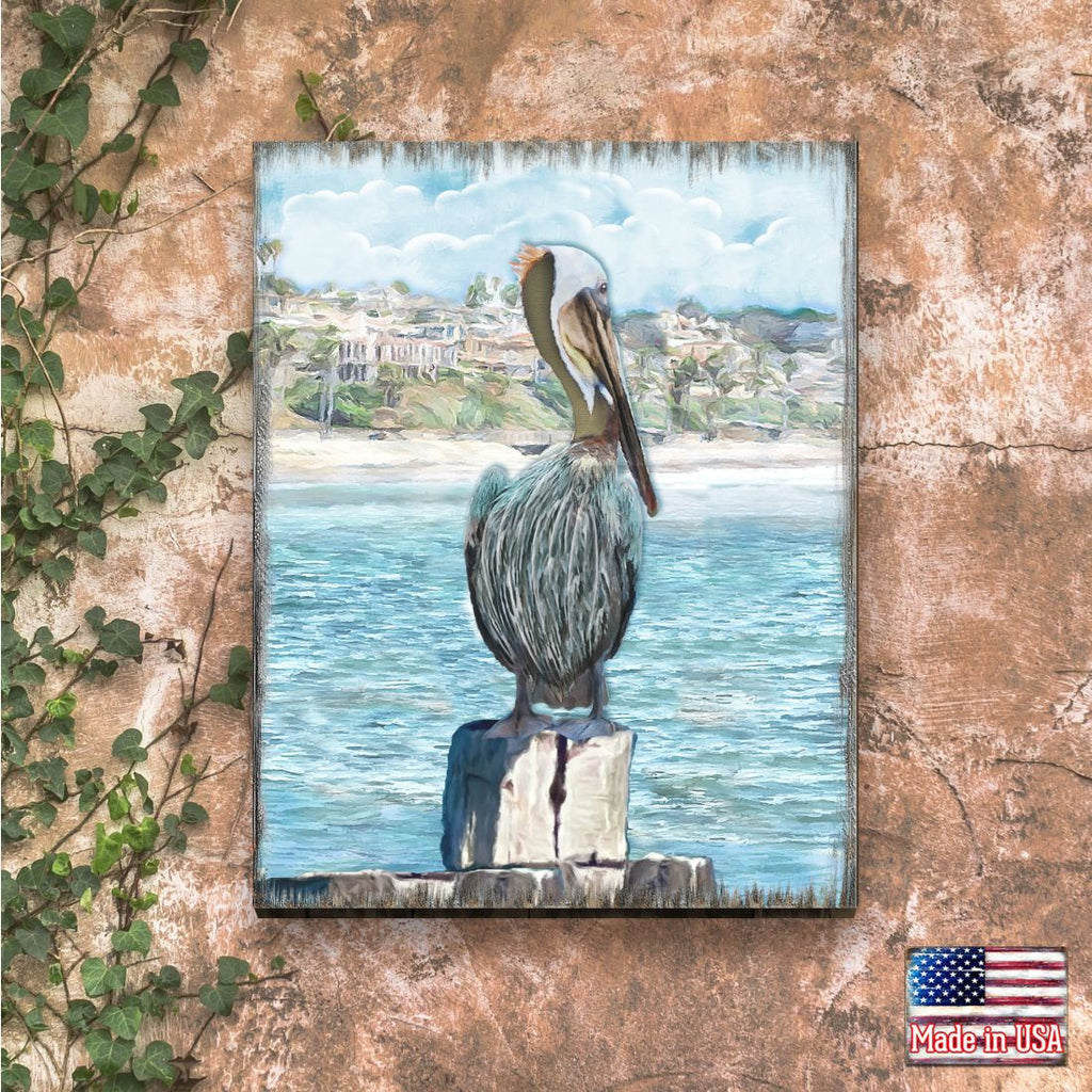 Ocean Serenity Pelicans Wooden Coastal Wall Art by Nature Wonders - Coastal Sea-Life Decor - 95252-3B