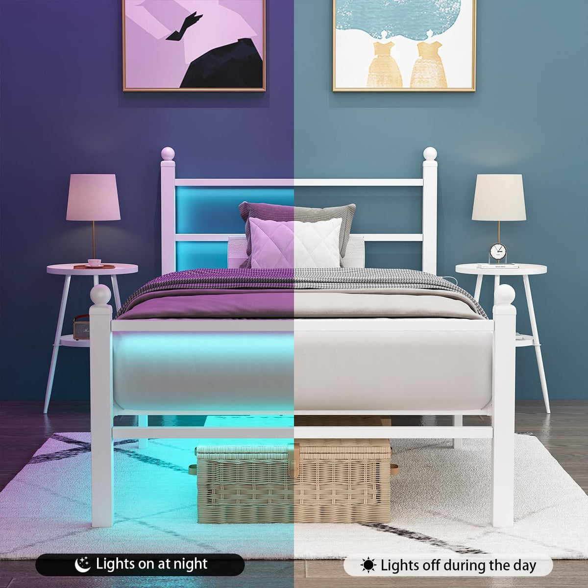 Twin Bed Frames with Headboard and Footboardwhite Metal Platform Bed Frame With