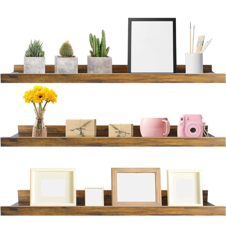 Giftgarden 36 Inch Multi Colors Floating Shelves for Wall Mount, Assorted Colors Wood Wall Shelf Ledge for Bathroom Bedroom Living Room Kitchen Storag