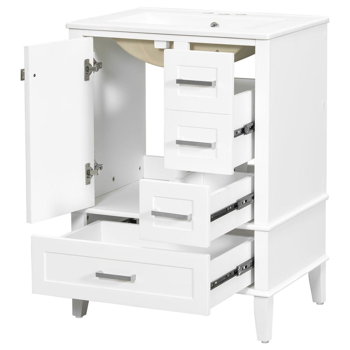 Bathroom Vanity, Modern Bathroom Cabinet With Sink Combo Set, Bathroom Storage Cabinet With A Soft Closing Door And 3 Drawers, Solid Wood Frame