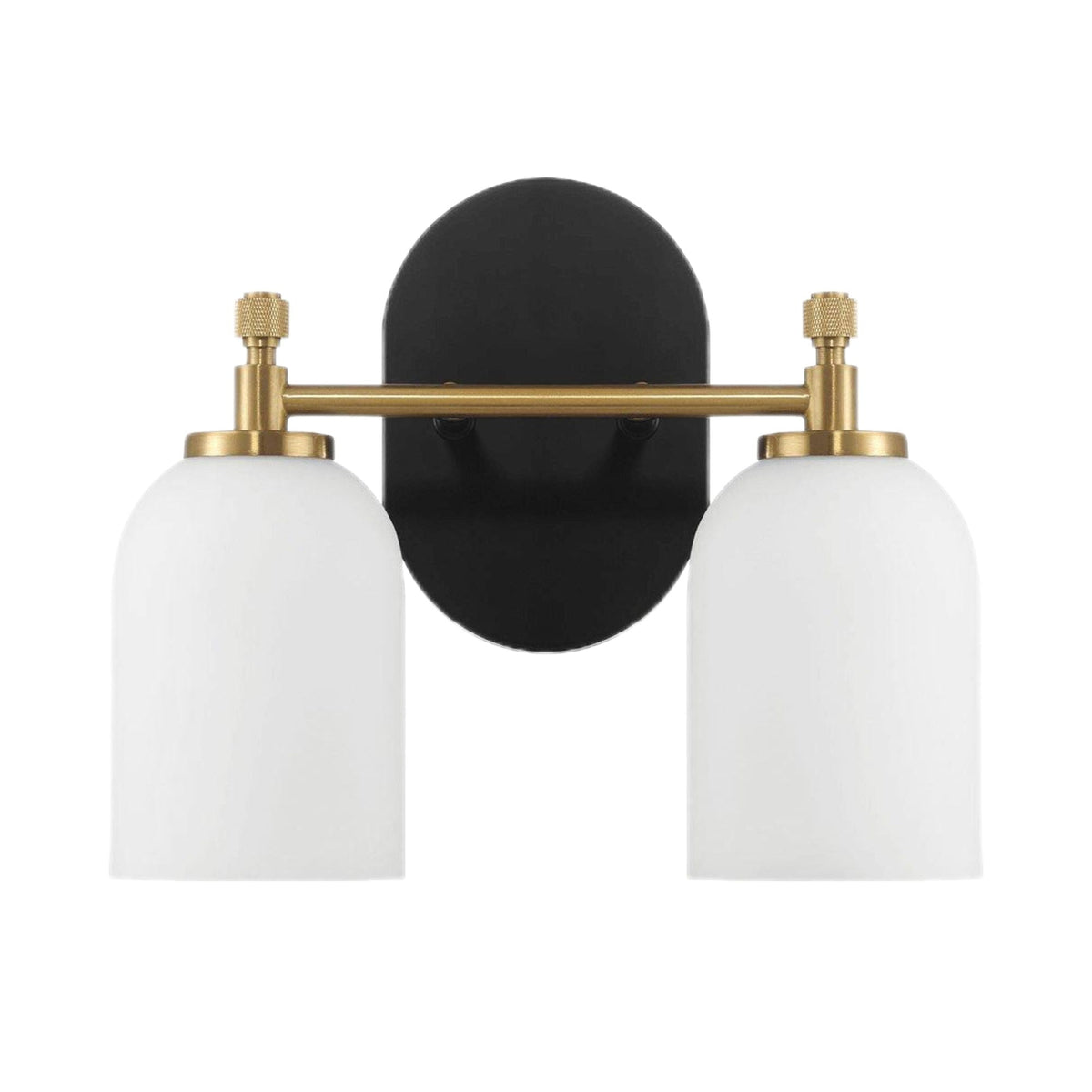 Vortex - 2 Lights Vanity In Style For Over Bathroom Mirror Wall Sconce - Black / Gold / White