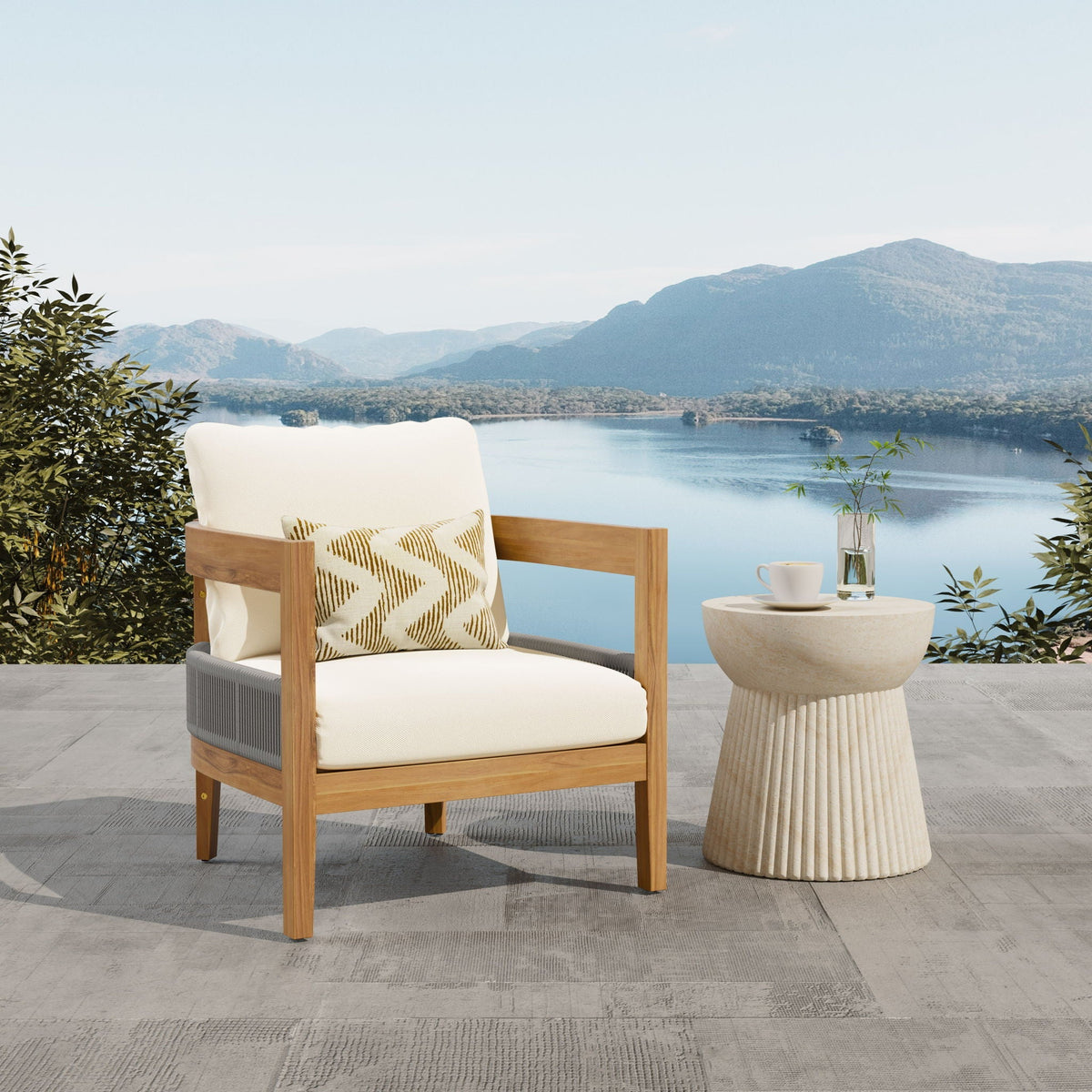 Porto - Outdoor Club Chair - Teak / Beige