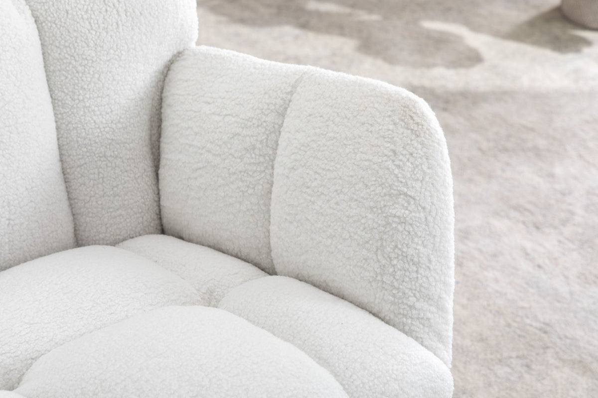 Teddy Fabric Rocking Gilder Nursery Chair For Living Room Indoor - Ivory