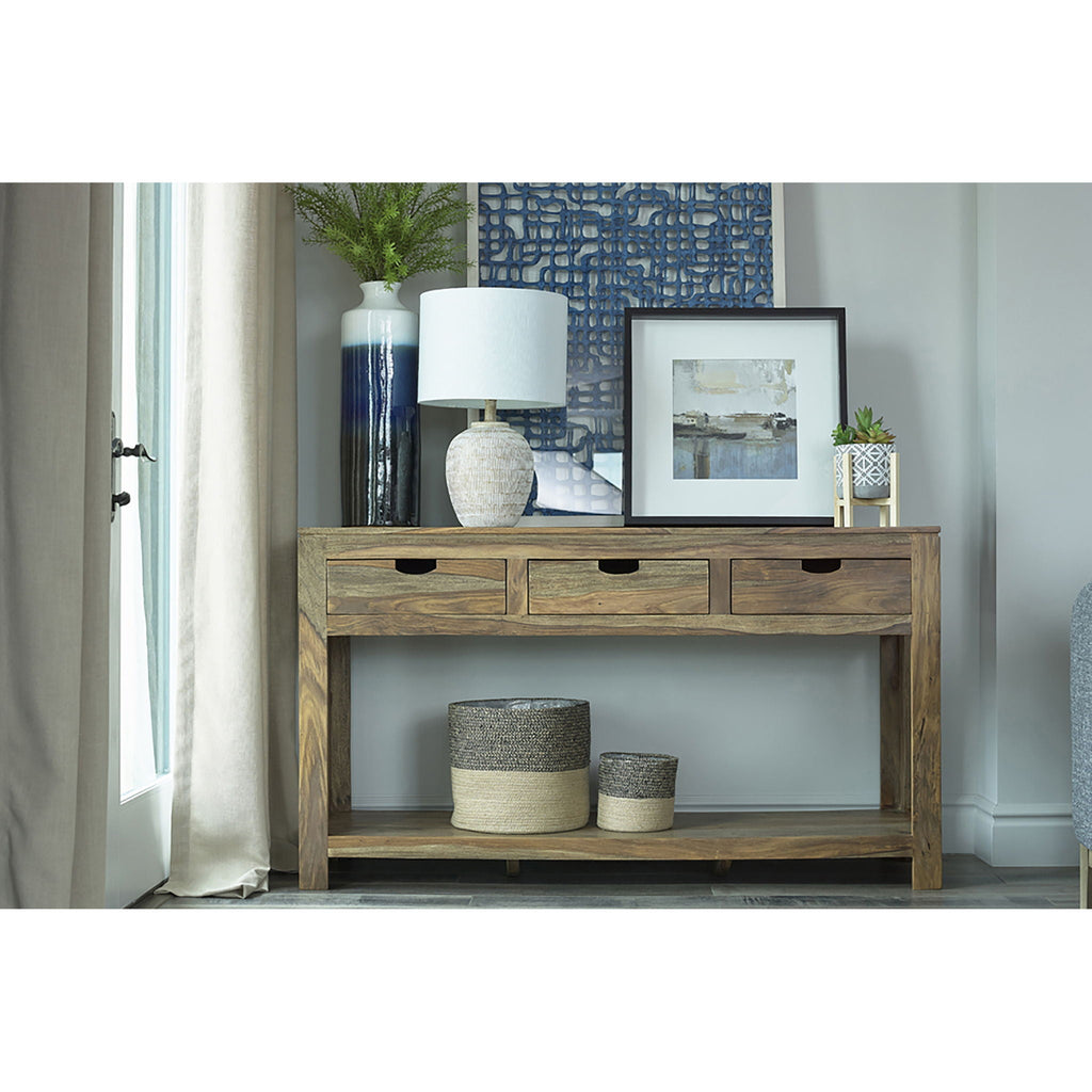 Tucker - 3 Drawer Console Table With Lower Shelf - Natural