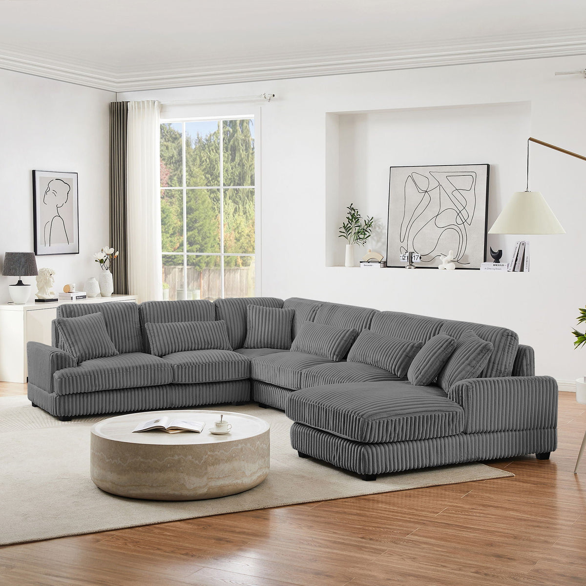 Oversized Sectional Sofa U - Shaped Sofa Couch Modern Sofa Upholstered In Soft With A Chaise Lounge For Living Room
