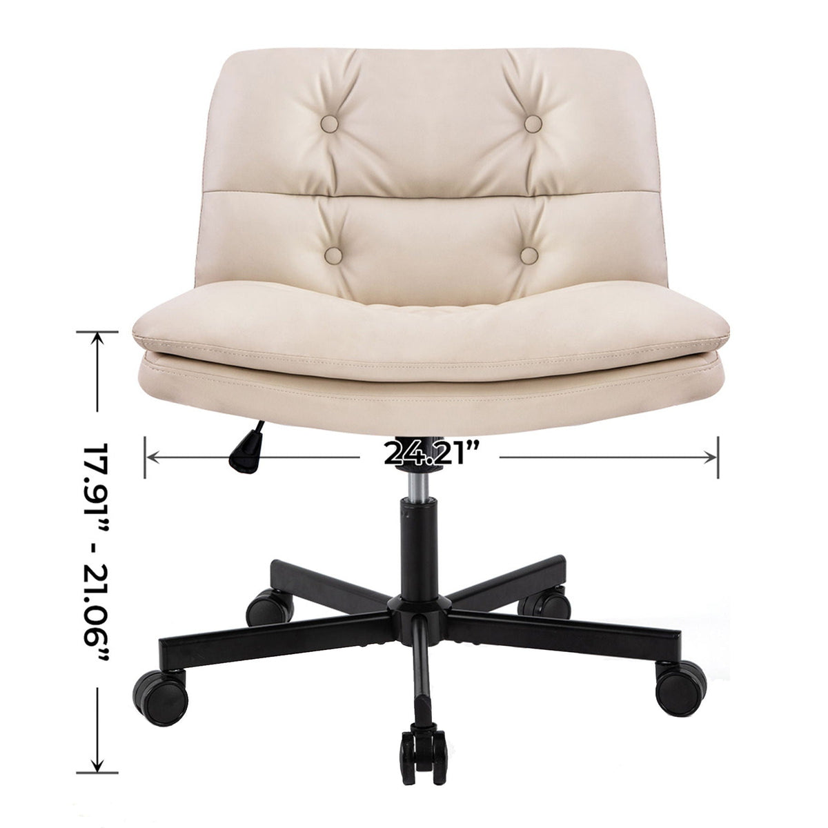 Large Size Swivel Home Office Desk Chair Armless Office Room Chair - Beige