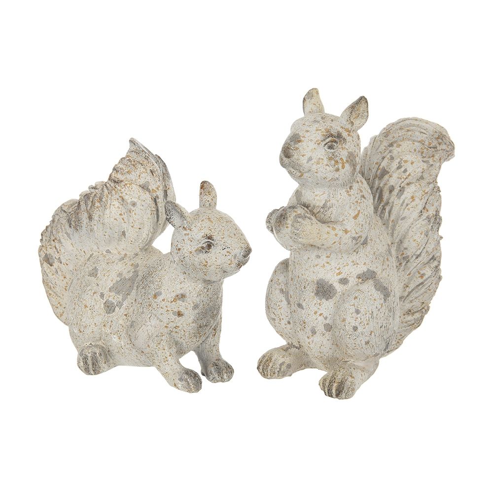 Resin Standing & Lying Down Squirrel Rustic, For Harvest Festival Fall Festival & Thanksgiving Table Decorations (Set of 2) - Antique Cream