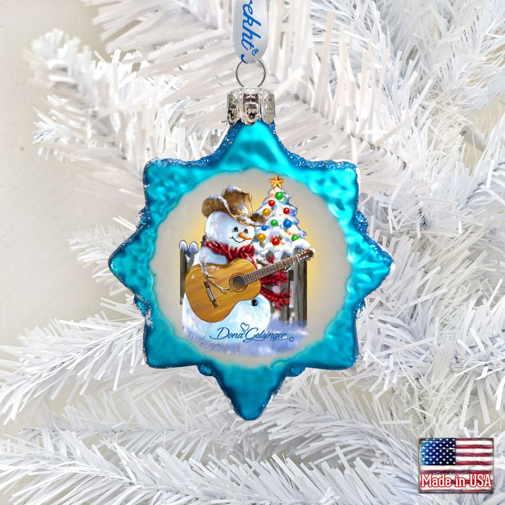 Guitar Snowman Mercury Glass Ornament by D. Gelsinger - Christmas Santa Snowman Decor - 778103-1531