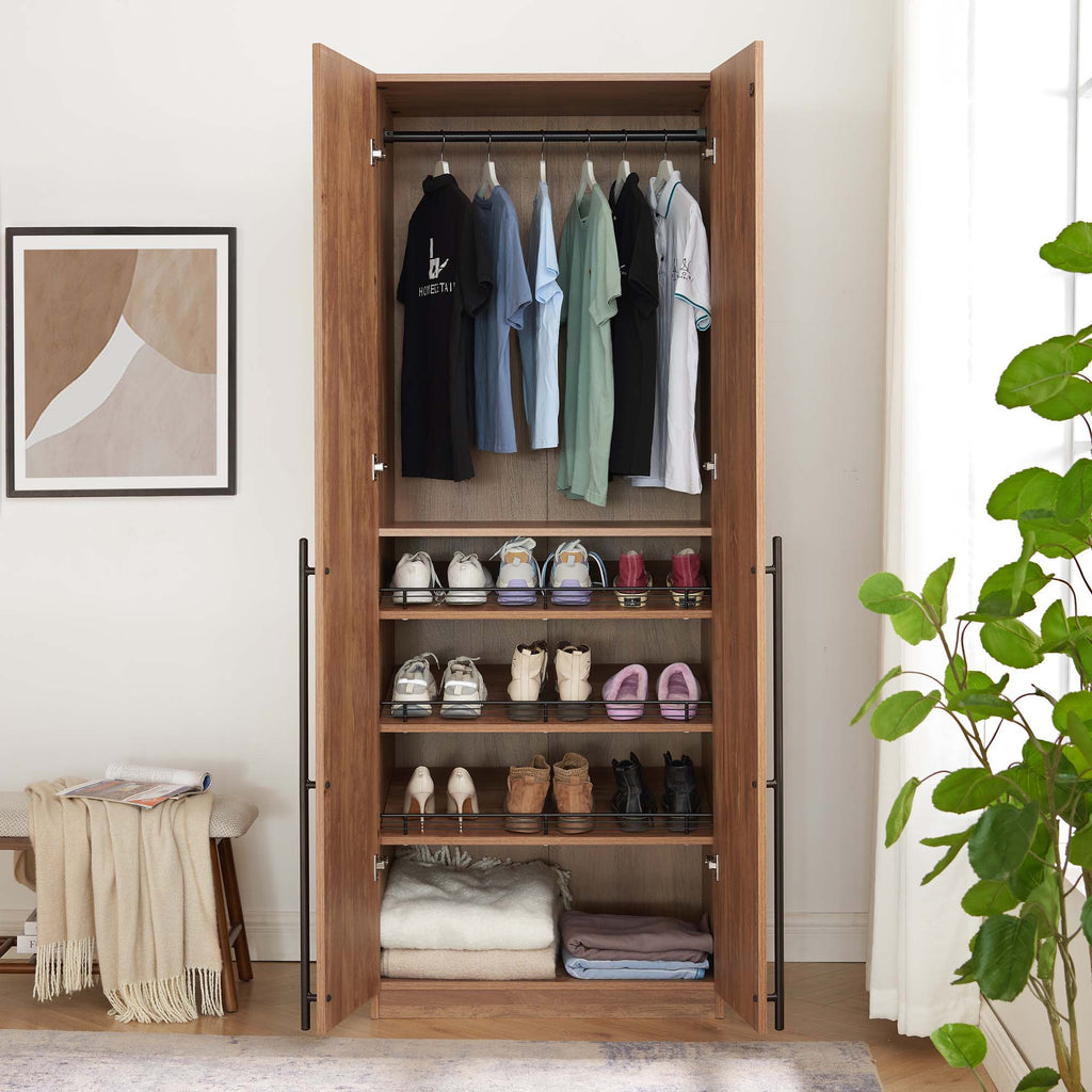Lee - Free Standing Wardrobe Closet With Adjustable Shoe Shelves