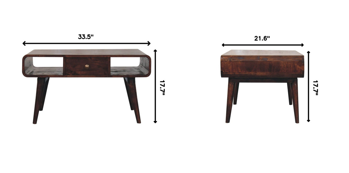 Solid Wood Curved Coffee Table