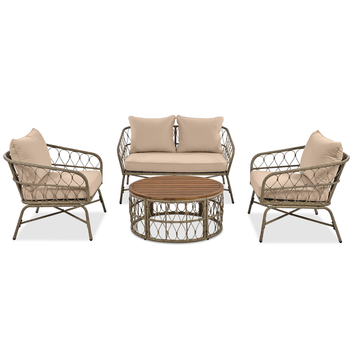 Bohemia-Inspired 4-Person Outdoor Seating Group With Removable Cushions