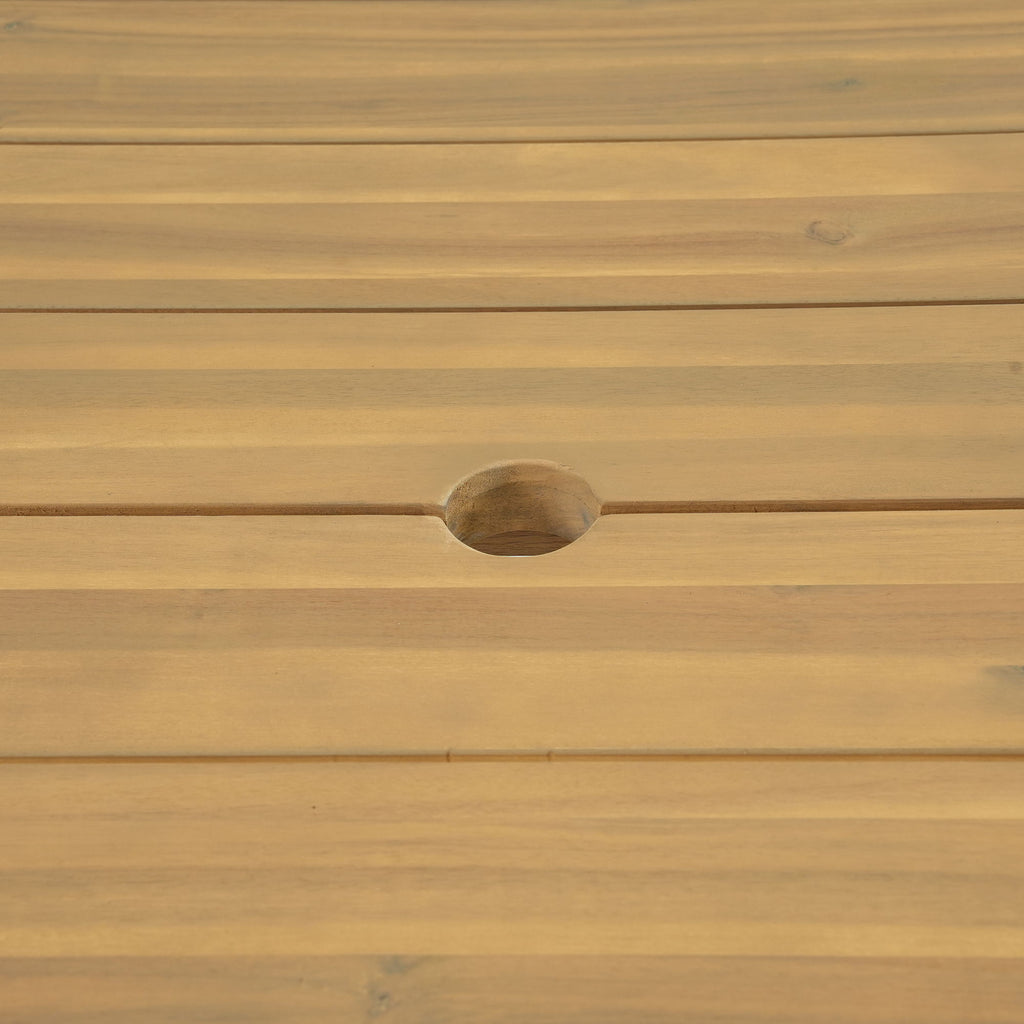5 Piece Round Patio Table & Cushioned Armrest Chairs, Outdoor Dining Set With Umbrella Hole