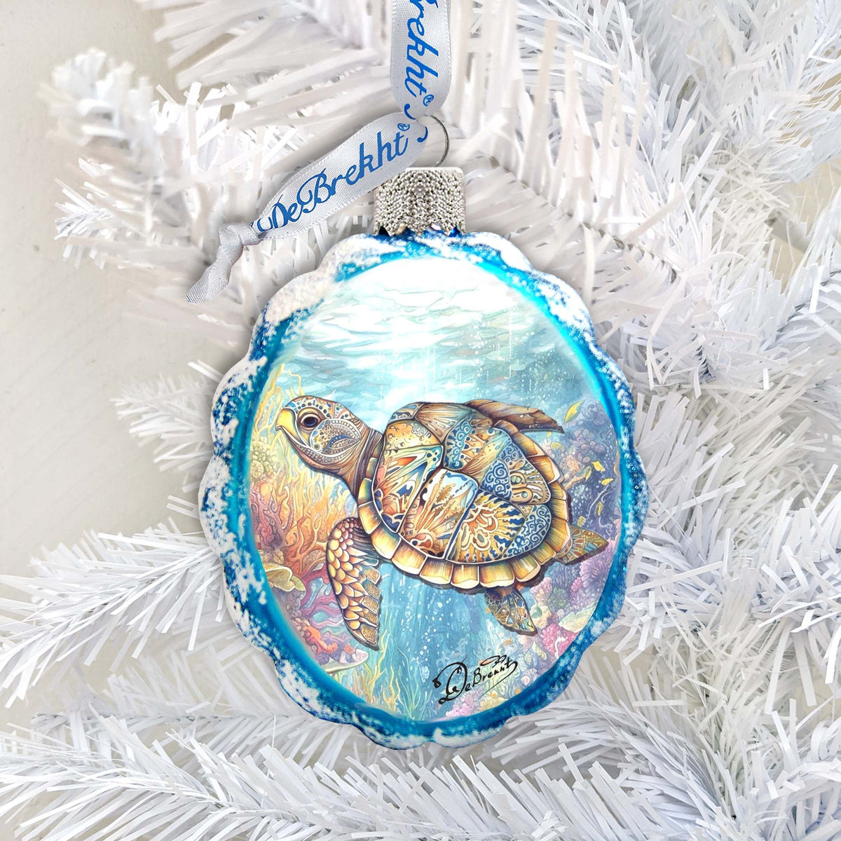 Glass Christmas Ornaments - Turtle Keepsake Glass Ornaments by G. Debrekht - Coastal Holiday Decor - 777396