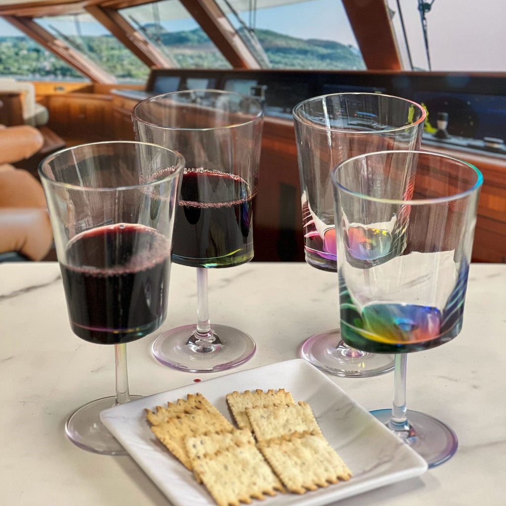 Halo Leadingware Oval Plastic Wine Glasses (Set of 4), Unbreakable Bpa Free Acrylic, 12Oz - Clear