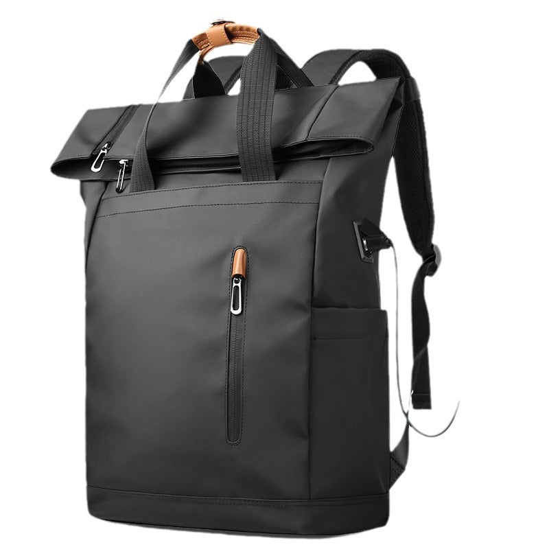 Men's Side Closure Leisure Commute Travel Curved Edge Backpack