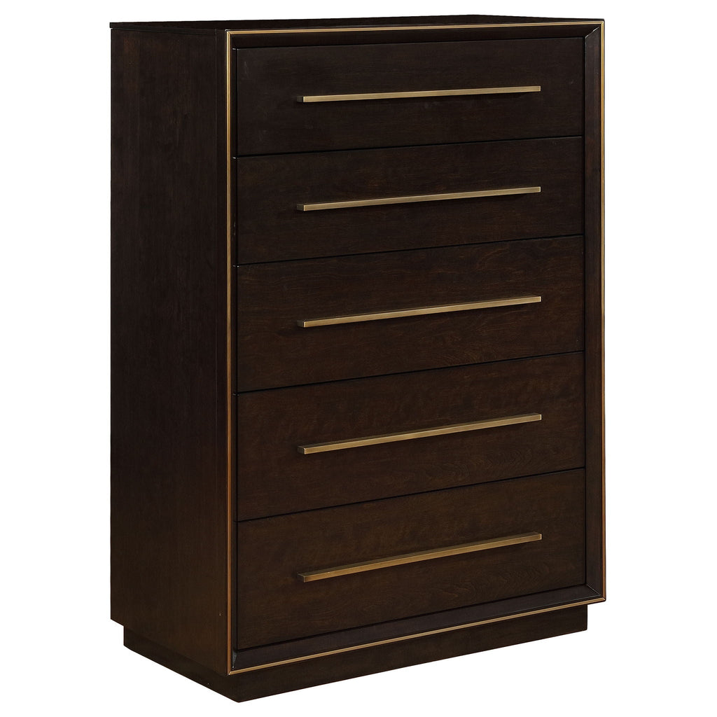 Prescott - 5 Piece California King Bedroom Set - Dark Brown