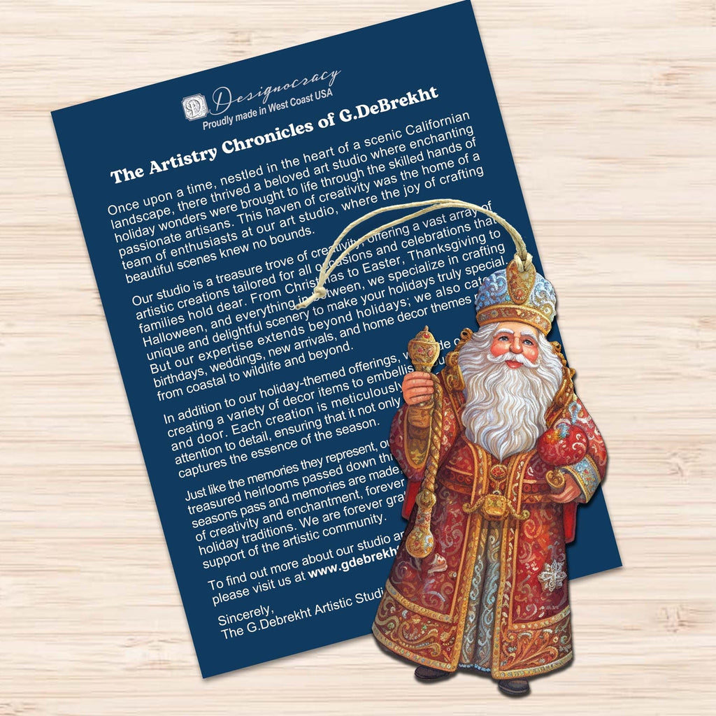 Santa Decorative Eco Wood Ornaments Set of 3 by G. Debrekht - Christmas Decor - 8091032-S3