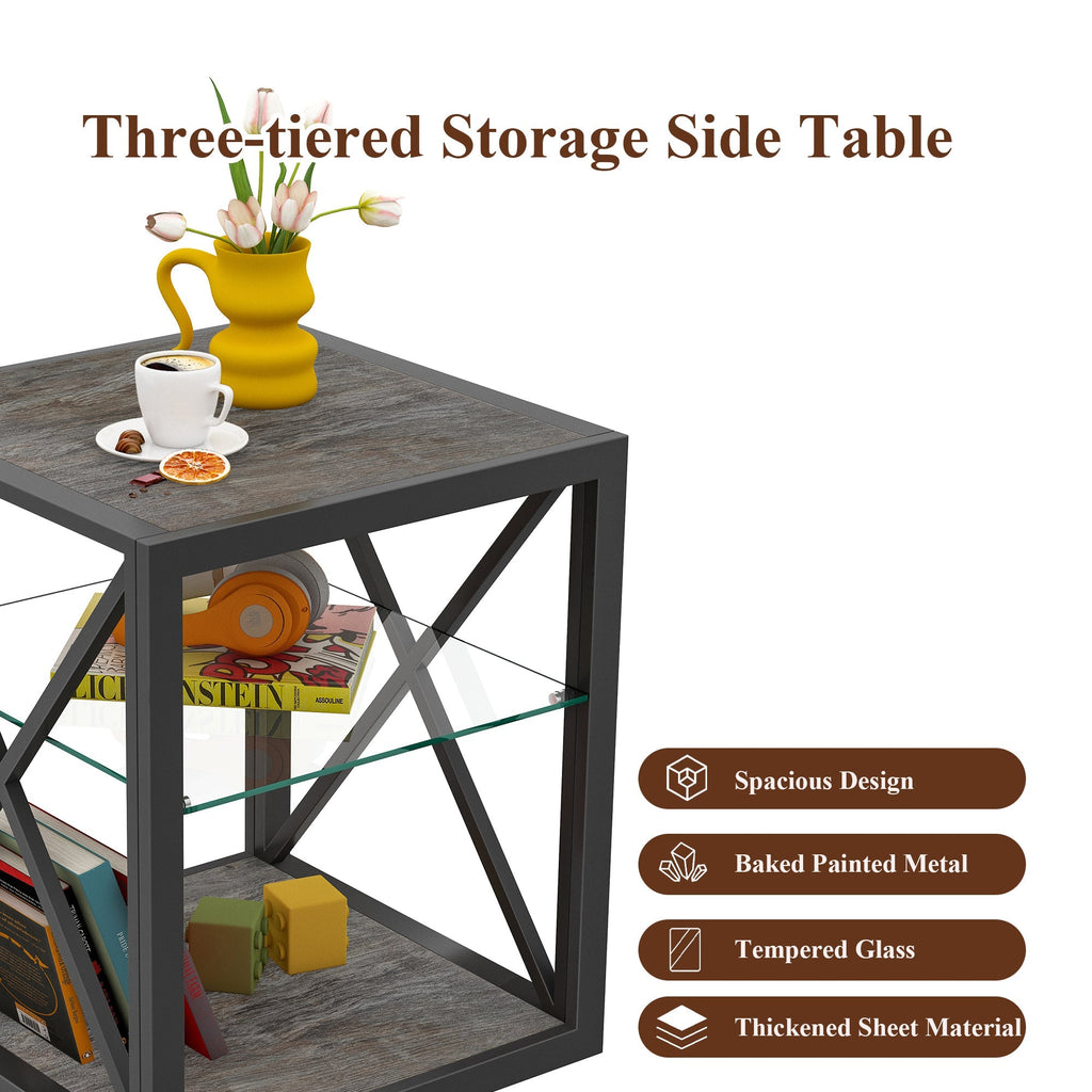 Set of 2 Modern End Tables for Bedroom & Living Room