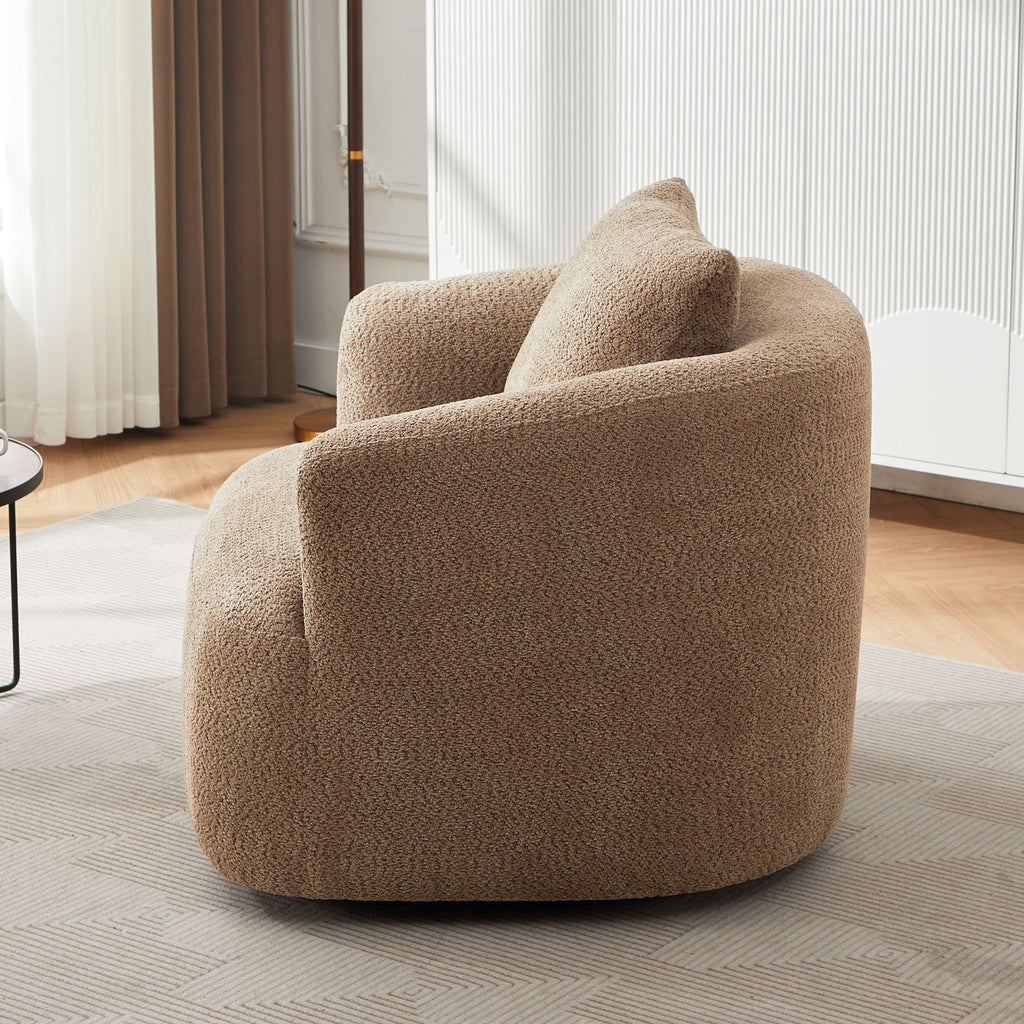 360° Swivel Barrel Sofa Chair With Throw Pillow, Upholstered Accent Chair