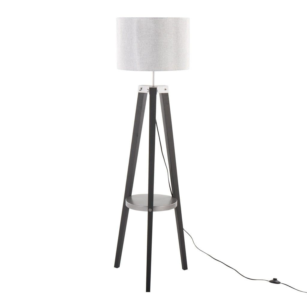 Compass - Mid Century Modern Floor Lamp With Shelf