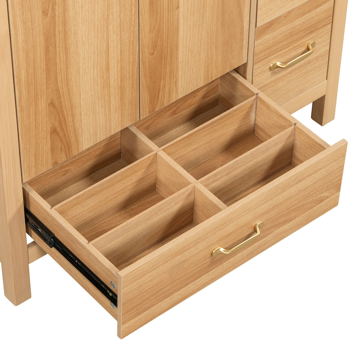 36" Bathroom Vanity, 2 Soft Close Doors, 4 Soft Close Drawers, Adjustable Shelf, Storage Cabinet - Acacia Wood