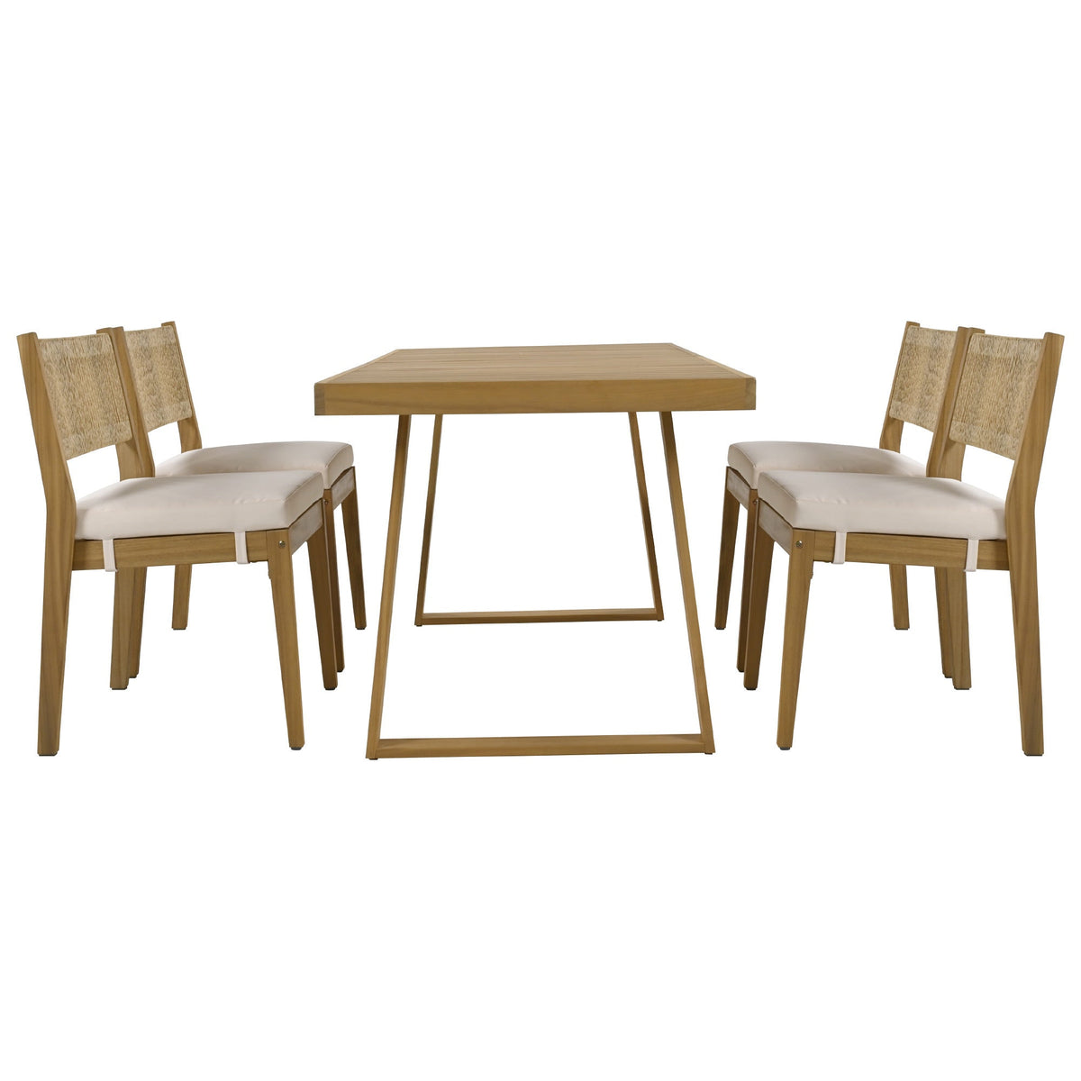 U_Style Multi-Person Outdoor Acacia Wood Dining Table and Chair Set