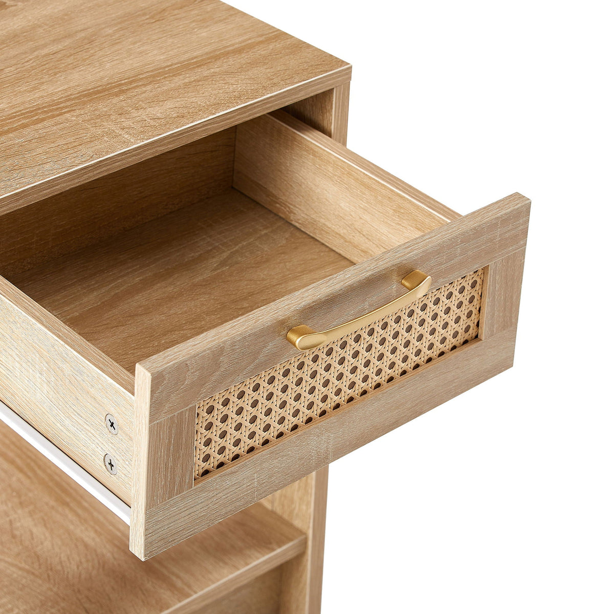 15.75" Rattan End Table With Drawer, Modern Nightstand, Side Table For Living Room, Bedroom