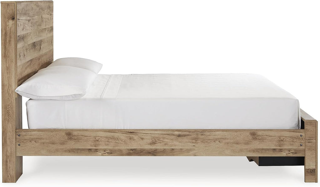 Signature Design by Ashley Hyanna Rustic 2-Drawer Full Panel Platform Storage Bed, Foundation or Box Spring Not Needed, Light Brown
