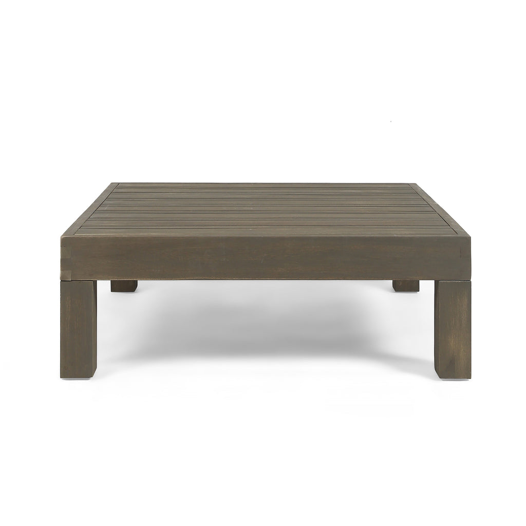Oana Outdoor Wooden Sectional Set with Cushions, Dark Grey