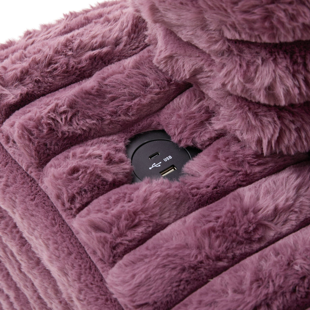Oversized Double Chaise Lounge Sofa Bed With USB Ports And Cup Holders