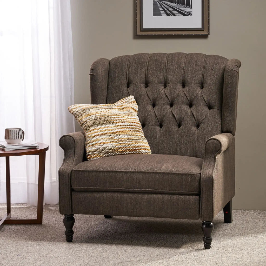 Dunham Contemporary Fabric Tufted Oversized Pushback Recliner