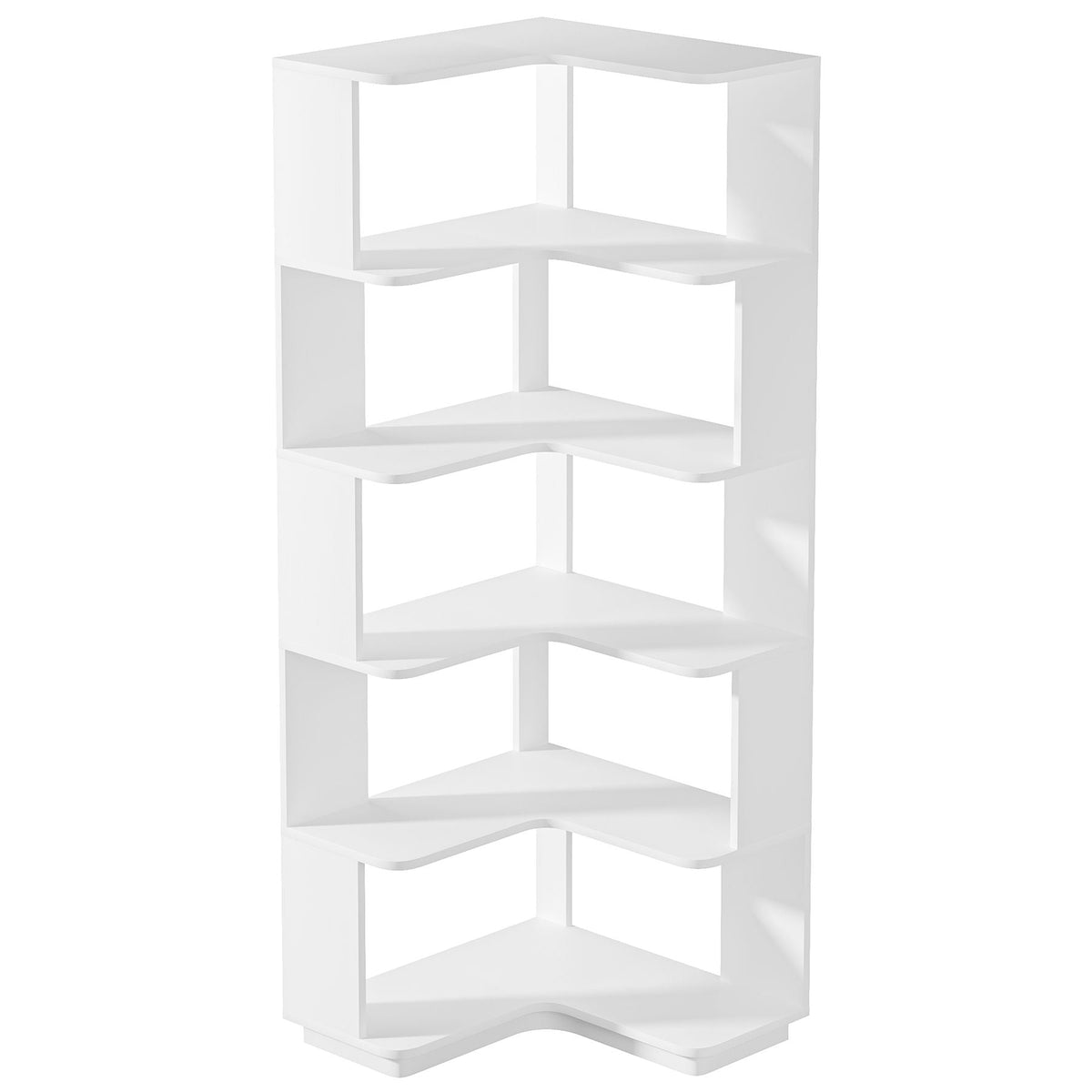6 Tier Corner Bookshelf, L-Shaped Freestanding Shelf With Anti Drop Panels