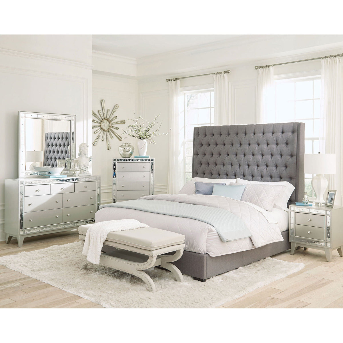 Copper - Tufted Upholstered Panel Bed