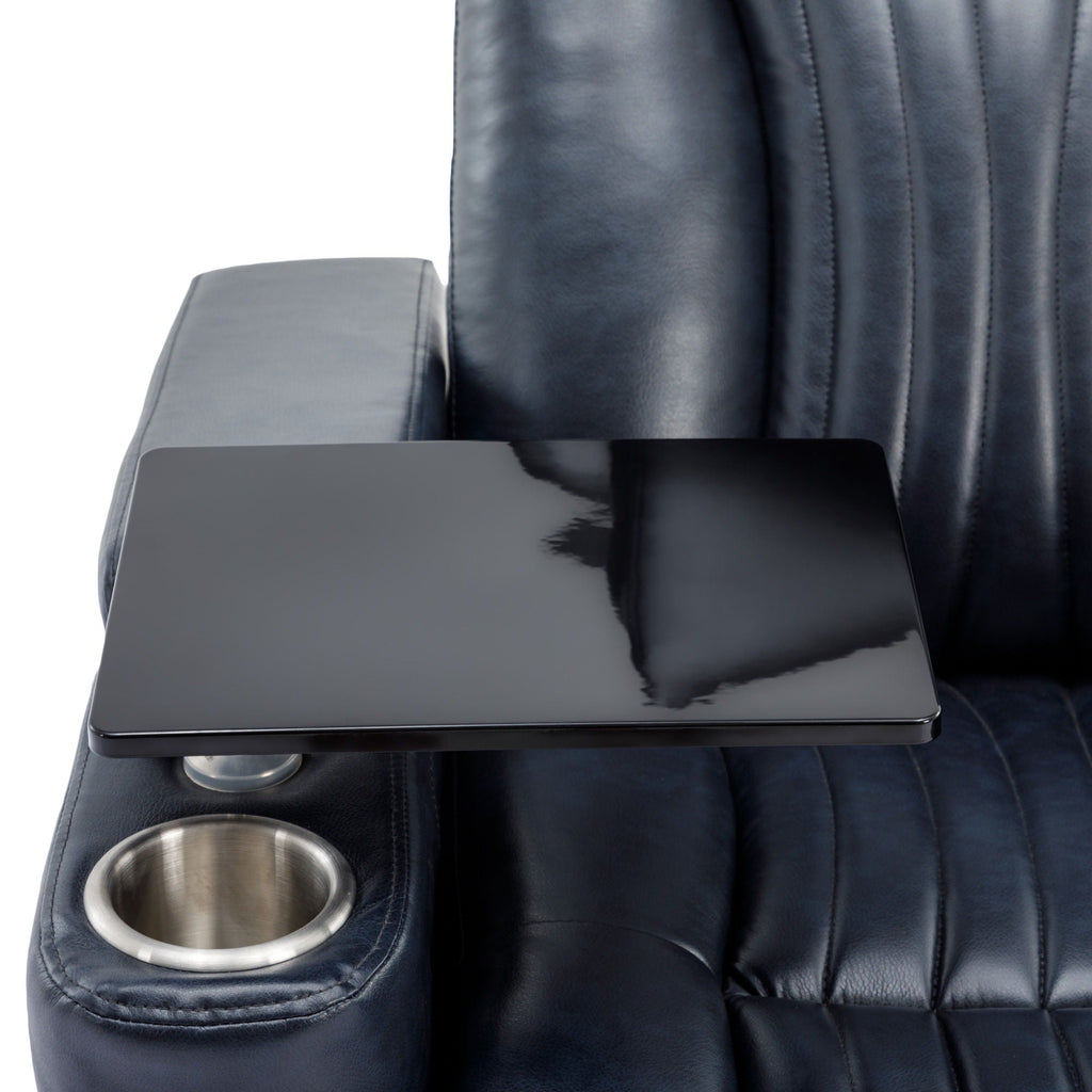 270° Power Swivel Recliner Home Theater Chair With Hidden Arm Storage, LED Light, Cup Holder, And Tray Table