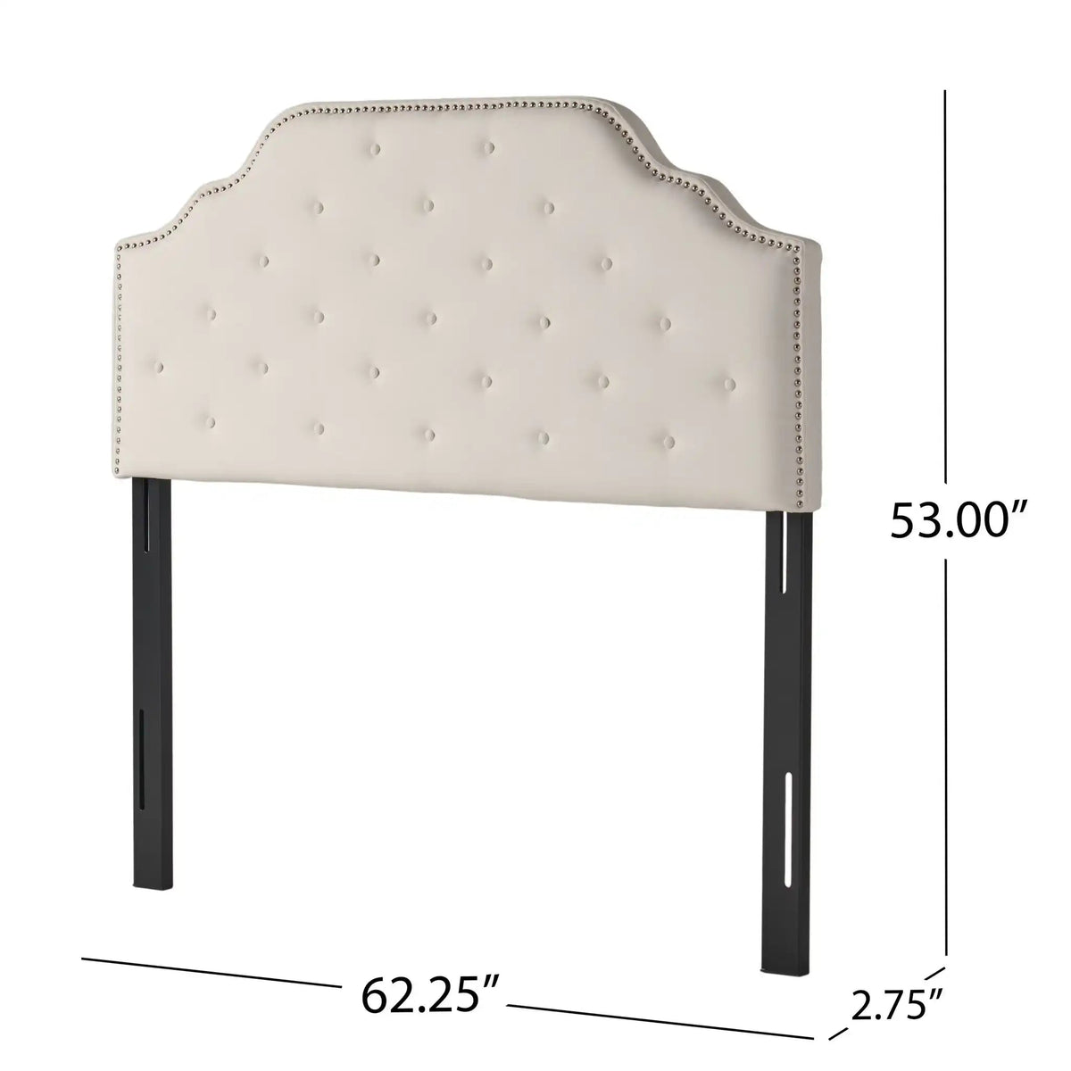 Charismatic Queen Size Headboard with Button Tufting and Nailhead Trim