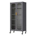6 Tier Storage Cabinet With Transparent Door, Adjustable Shelves & Wheels