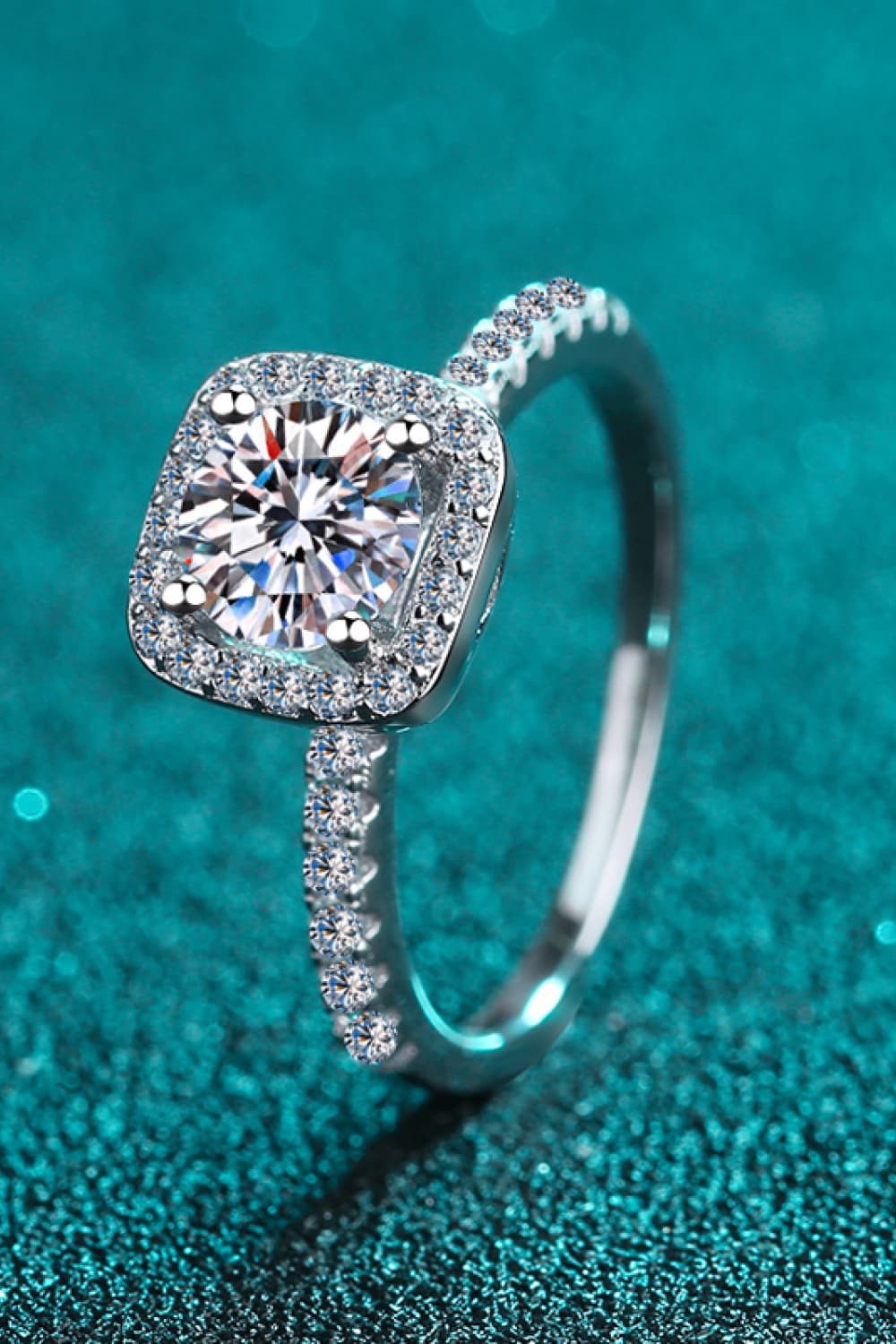 2 Carat Sparkala™ Square Halo Ring (Rhodium Over Pure Sterling Silver)