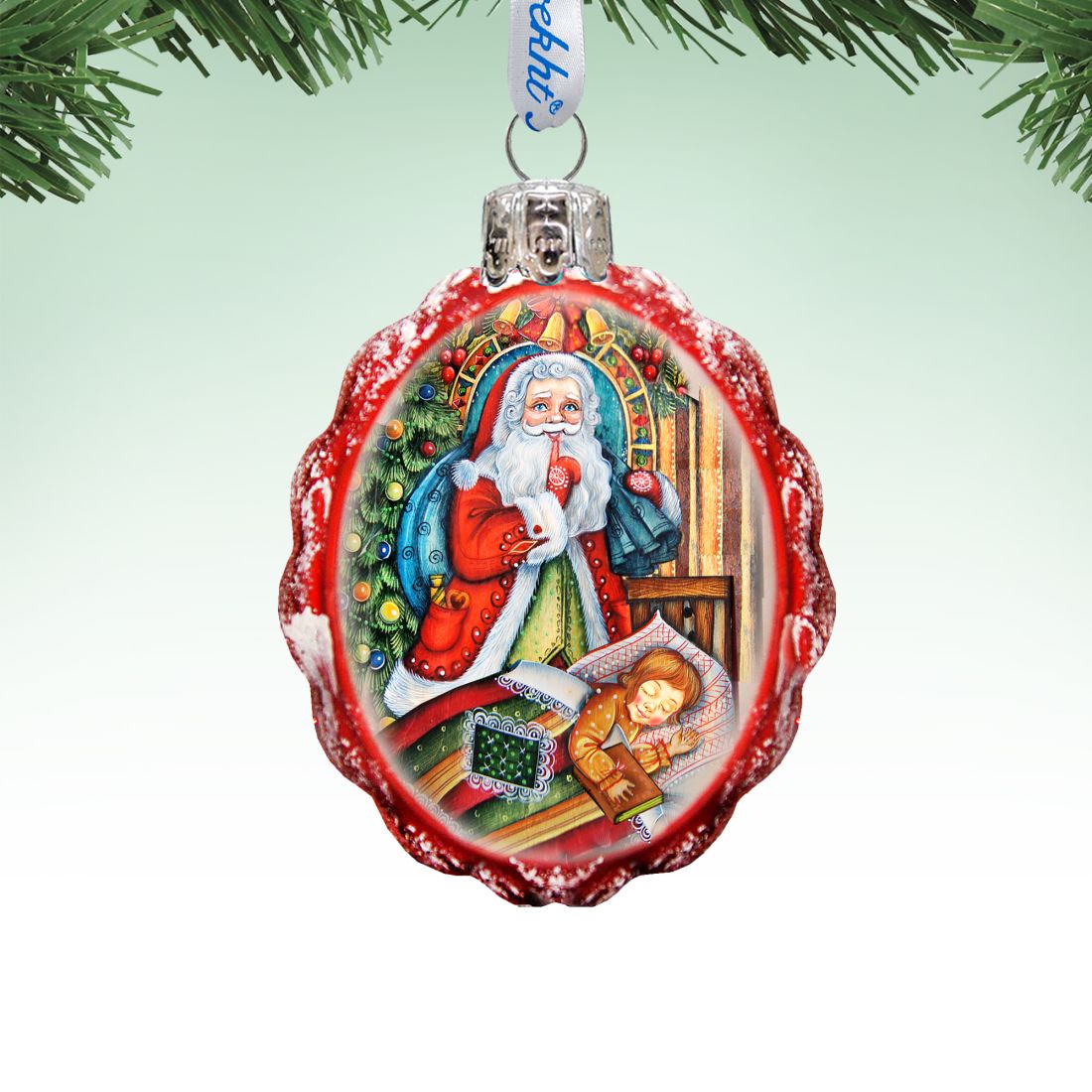 Christmas Night Mercury Glass Ornament by G. DeBrekht - Christmas Santa Snowman Decor - 773023