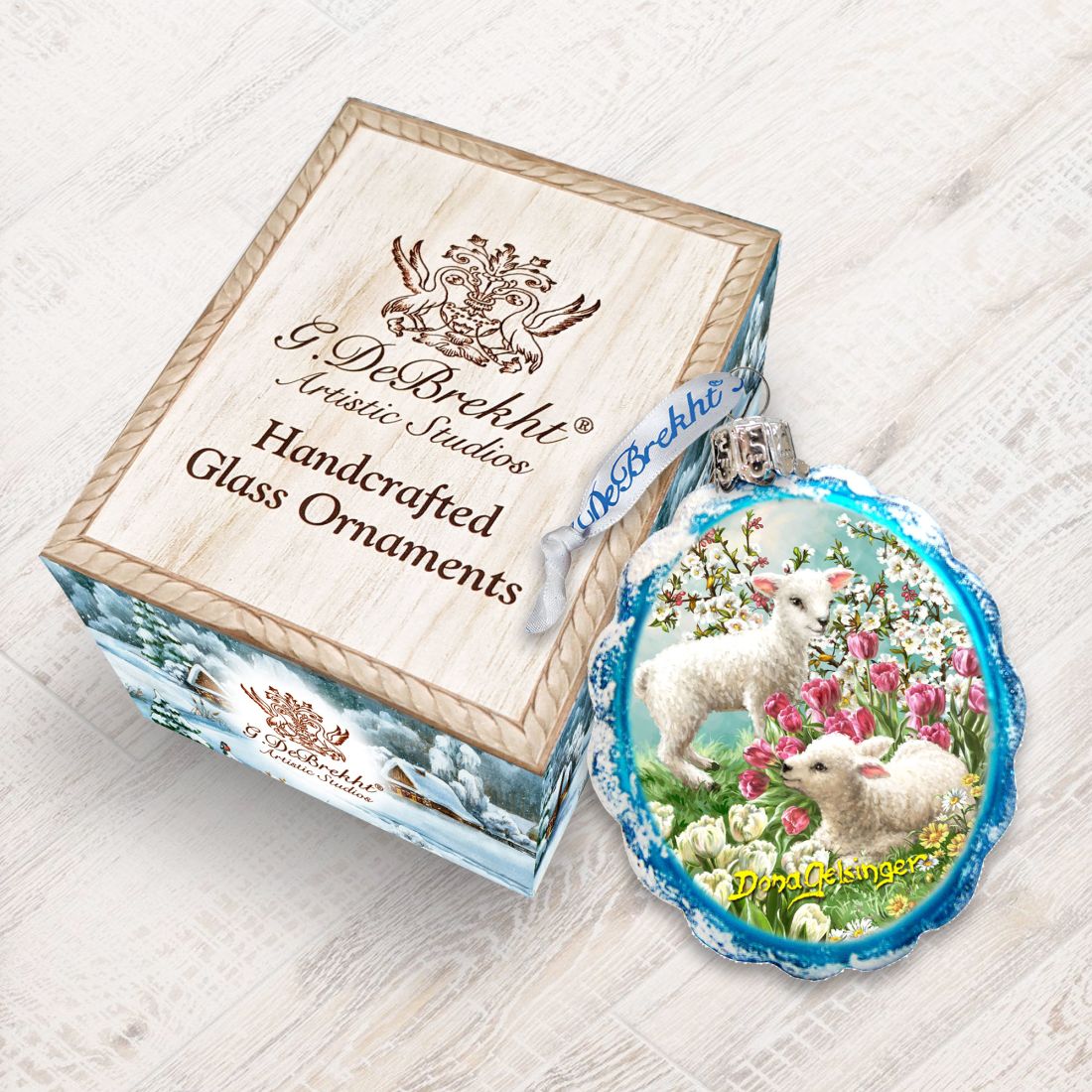 Easter Lambs Mercury Glass Ornament by D. Gelsinger - Easter Spring Decor - 778112-DG