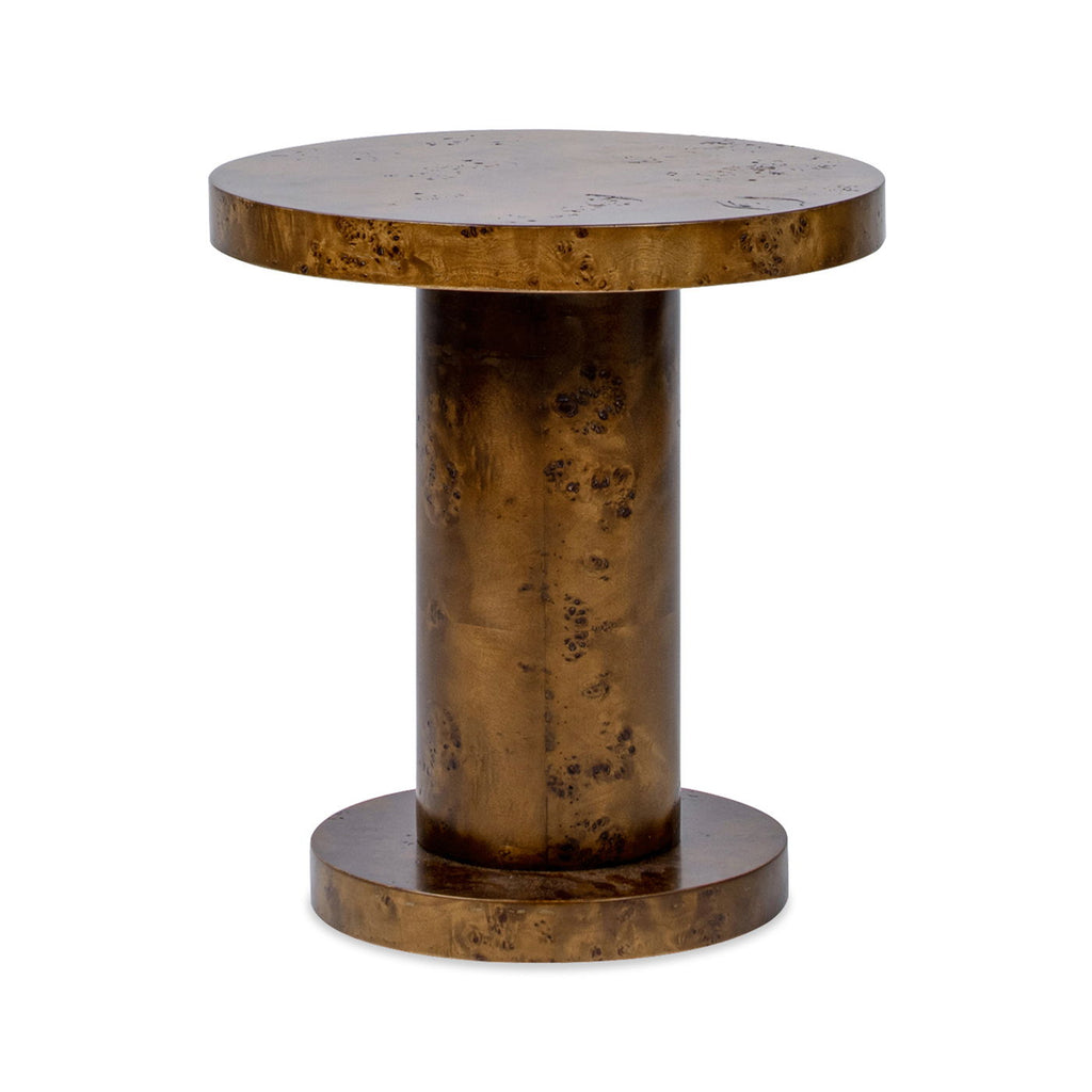 Bolin - Round Pillar Burl Accent Side Table - Walnut Brown
