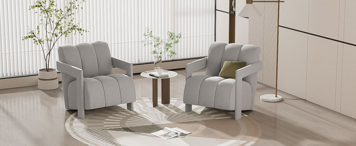 Modern Minimalist Leisure Armchair With L Shaped Armrests