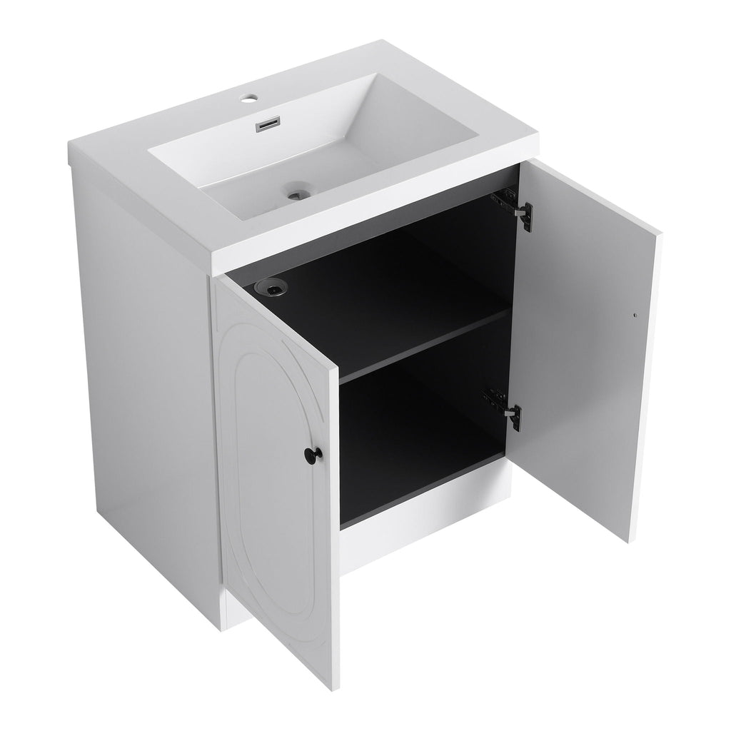 Contemporary Freestanding Bathroom Vanity With Resin Sink & Soft-Close Cabinet Doors