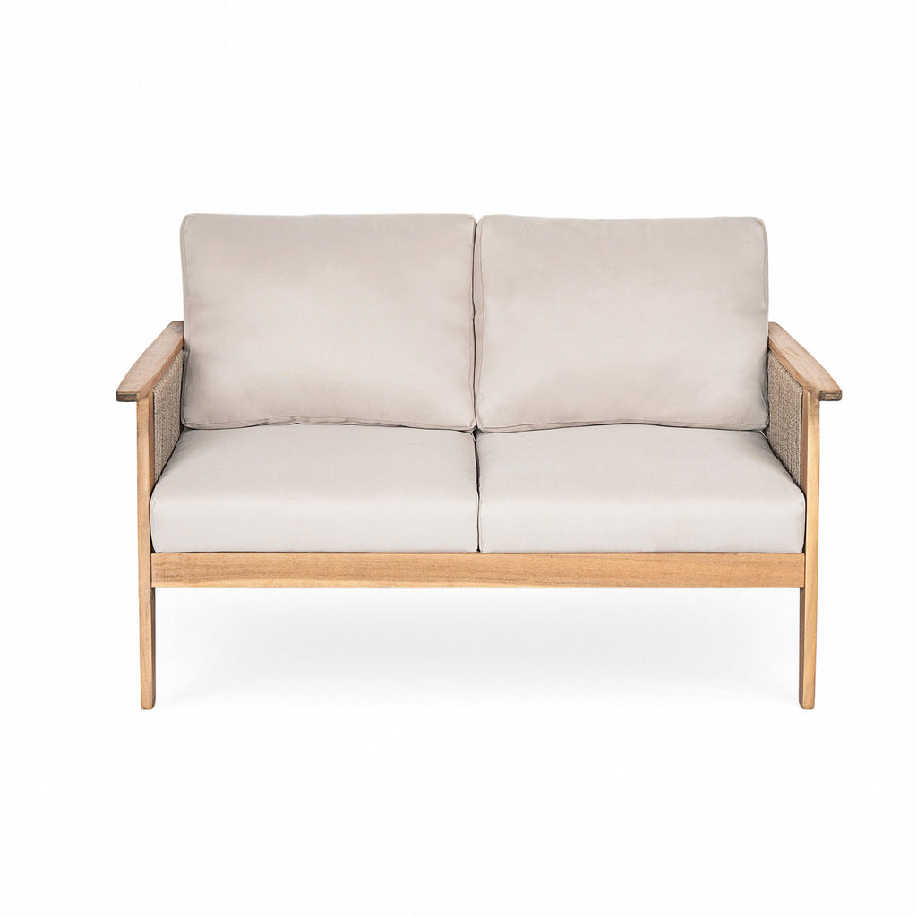 Outdoor 2pc Acacia Wood and Rope Patio Chat Set