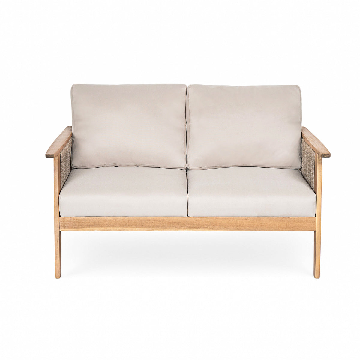 Outdoor 2pc Acacia Wood and Rope Patio Chat Set
