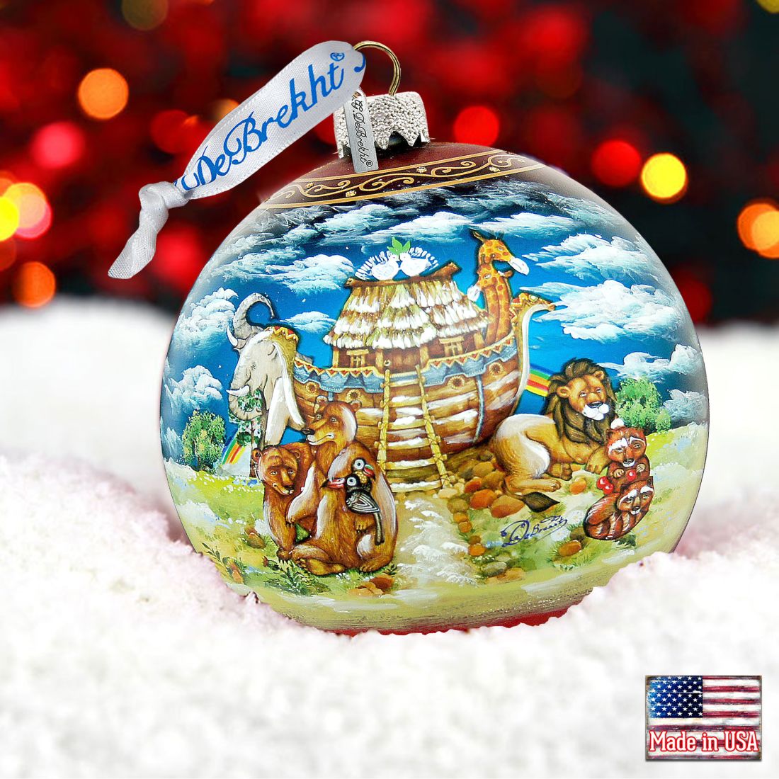 Noah's Ark Ball Glass Ornament Limited Edition by G. DeBrekht - Nativity Holiday Decor - 73859
