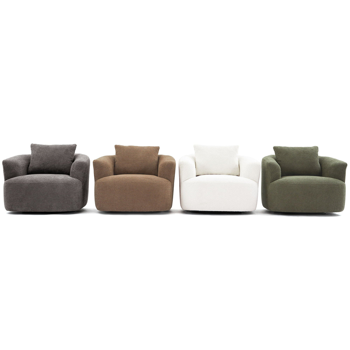 360° Swivel Barrel Sofa Chair With Throw Pillow, Upholstered Accent Chair